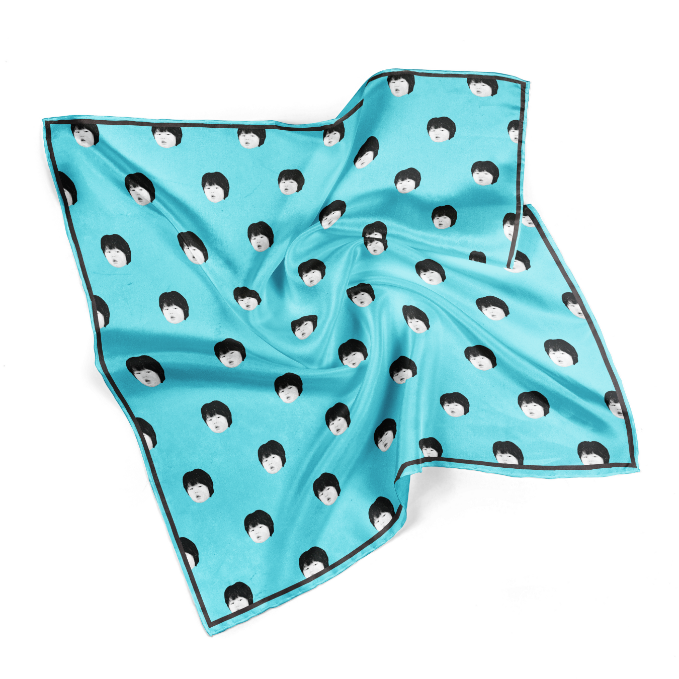 Baby Atsuko Pop Art Blue Silk Scarf