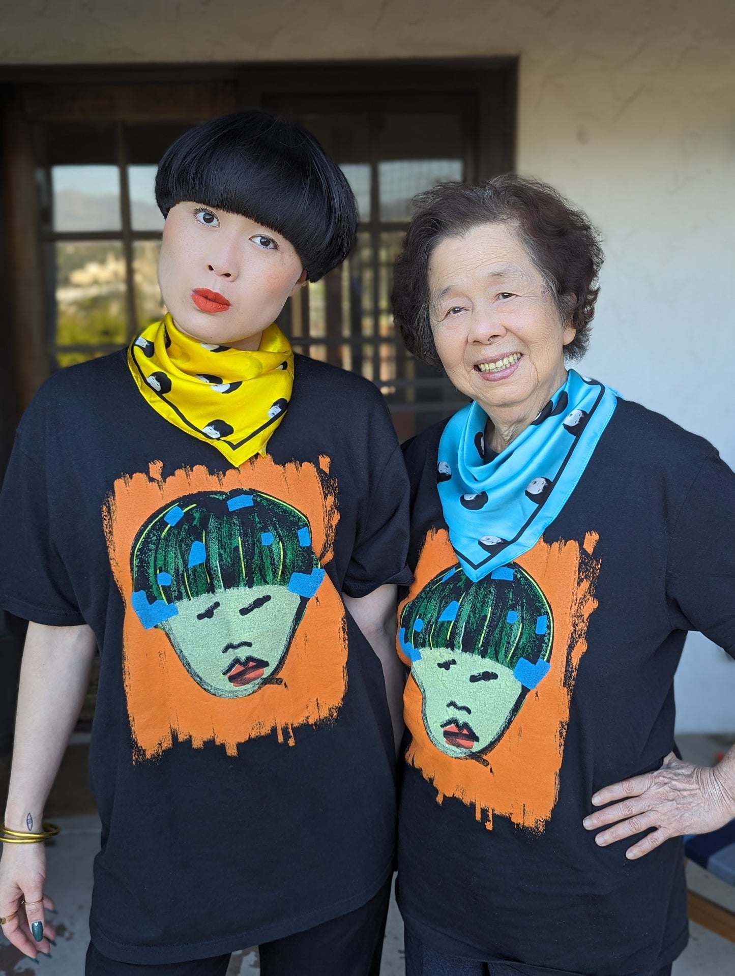Baby Atsuko Pop Art Blue Silk Scarf