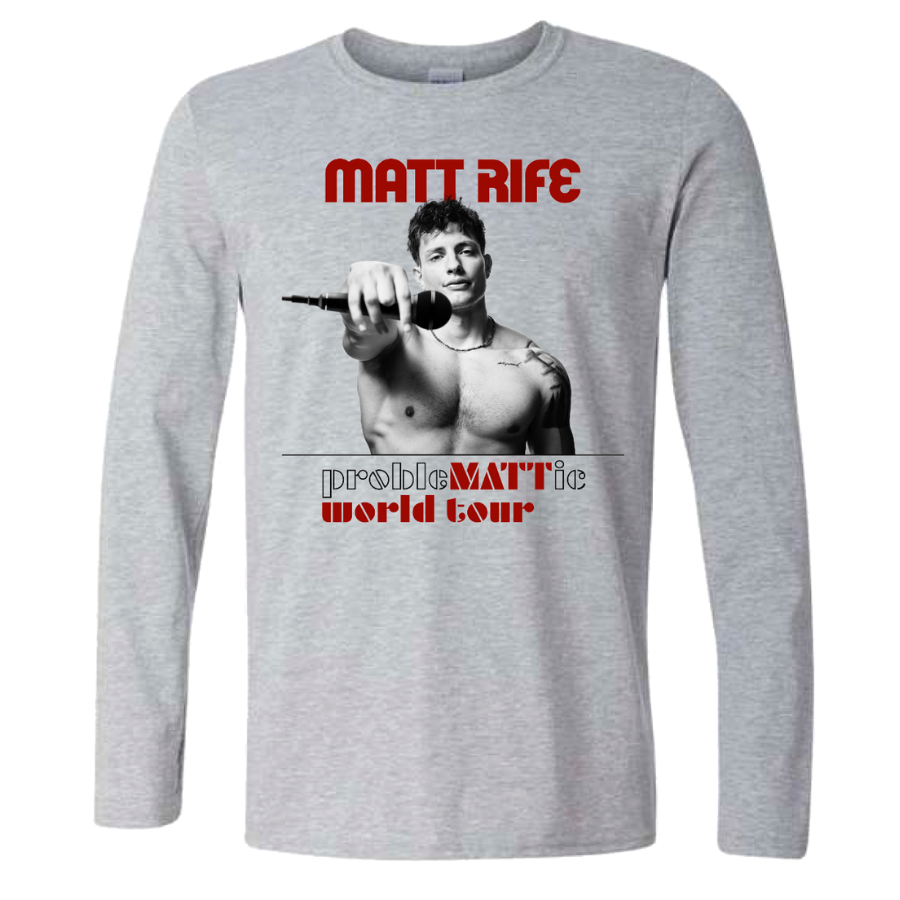 Matt Rife Long Sleeve Gray ProbleMATTic Tour Tee