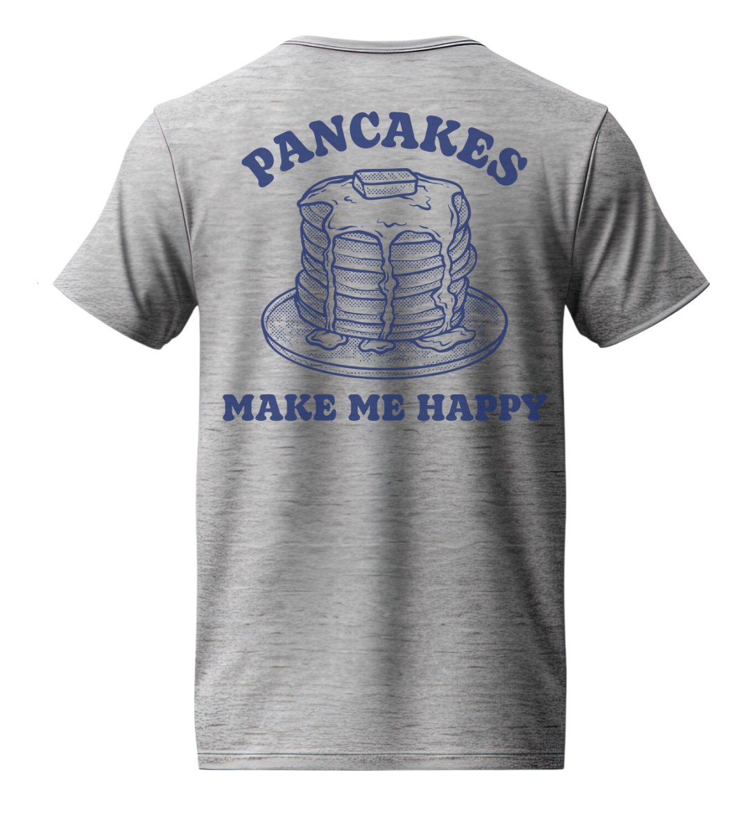 Pancakes Make Me Happy Grey T-Shirt